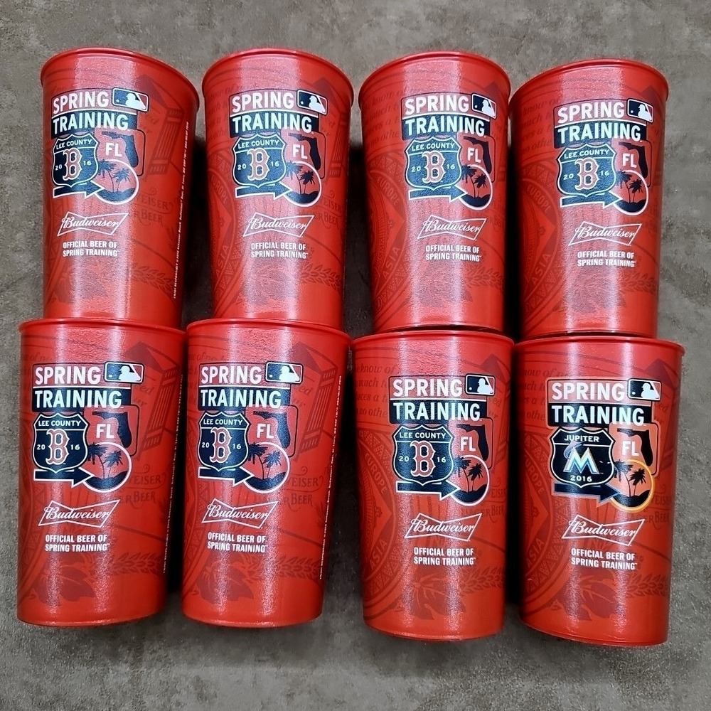 Budweiser Spring Training Cups Lot 8 Red Sox Marlins 2016 Baseball Beer Souvenir